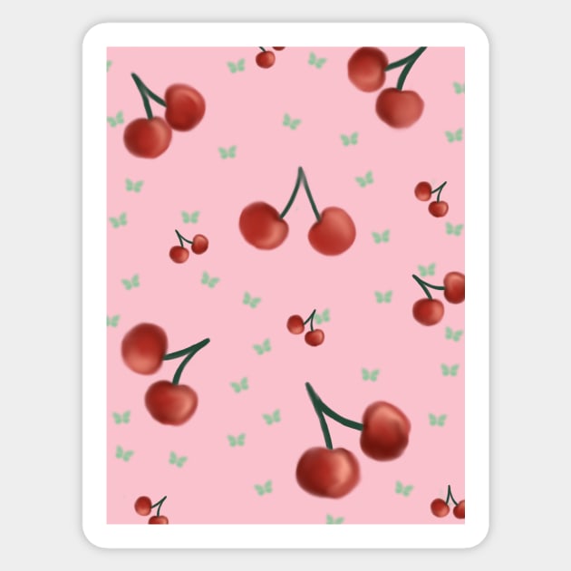 Cherries and butterflies Sticker by Gingerbrunette